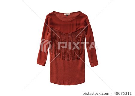 Red females blouse isolate on white background. Red females blouse isolate on white background. 48675311
