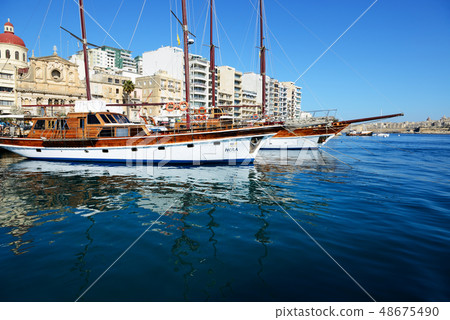 The cruises yachts and view on Valletta 48675490