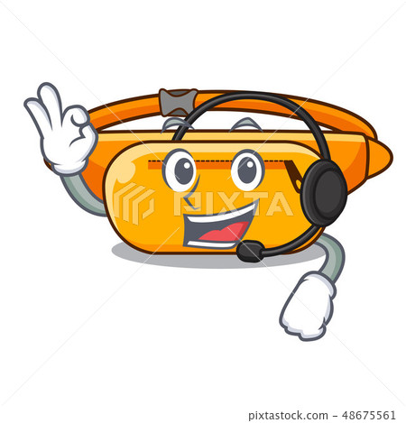 With headphone waist bag isolated in the cartoon 48675561