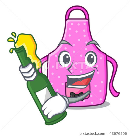 With beer kitchen apron placed above cartoon table With beer kitchen apron placed above cartoon table 48676306