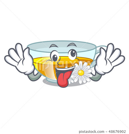 Crazy chamomile tea isolated the with mascot 48676902