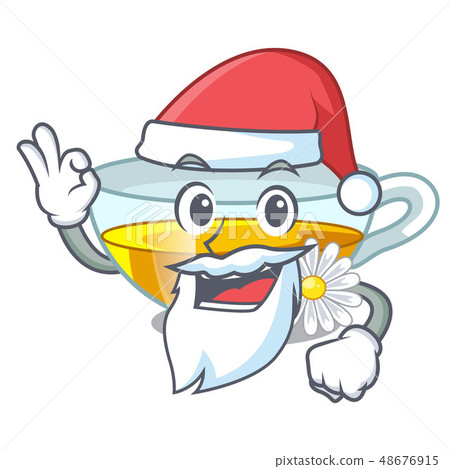 Santa chamomile tea isolated the with mascot Santa chamomile tea isolated the with mascot 48676915