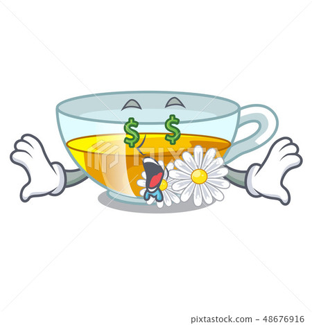 Money eye chamomile tea isolated the with mascot Money eye chamomile tea isolated the with mascot 48676916
