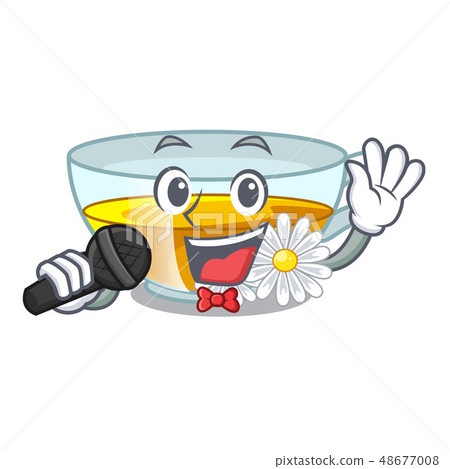 Singing chamomile tea in the cartoon shape 48677008
