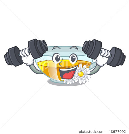 Fitness cup chamomile tea cartoon above table 48677092