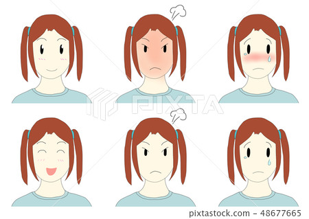 Girl: Facial expression set 48677665