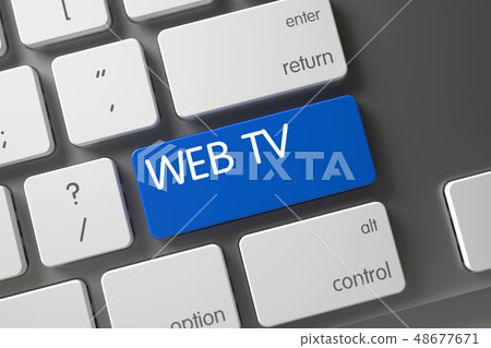 Keyboard with Blue Button - Web TV. 3D. Keyboard with Blue Button - Web TV. 3D. 48677671
