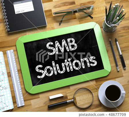 SMB Solutions on Small Chalkboard. 3D Render. 48677709