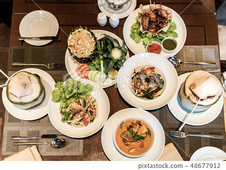 food table top view food table top view 48677912