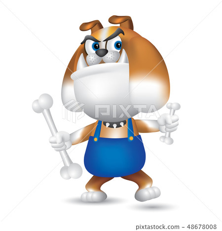 Bulldog holding a bone 48678008