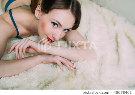 Beautiful portrait of young girl in retro style 48678461