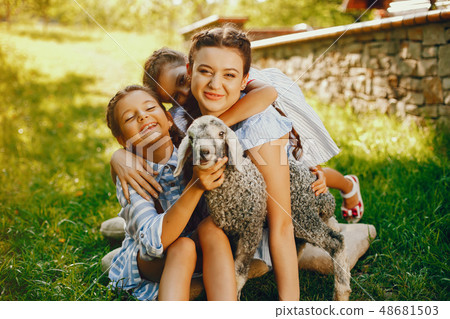 beautiful girl with goat beautiful girl with goat 48681503