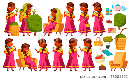 Indian Old Woman Poses Set Vector. Elderly People. Senior Person. Aged. Funny Pensioner. Leisure Indian Old Woman Poses Set Vector. Elderly People. Senior Person. Aged. Funny Pensioner. Leisure 48681562