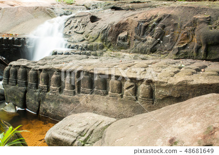 Kbal Spean waterfall national park at Kulen Hills, Kbal Spean waterfall national park at Kulen Hills, 48681649