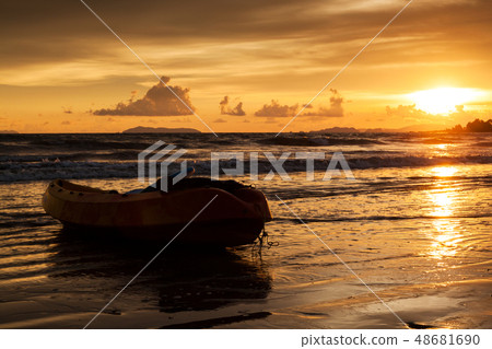 Canoe park on beach at Yai Bay, Koh Phayam, Canoe park on beach at Yai Bay, Koh Phayam, 48681690