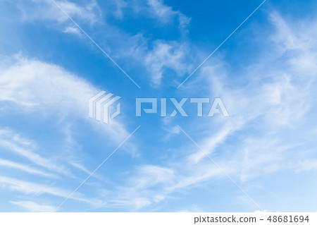 windy weather cloud on natural blue background windy weather cloud on natural blue background 48681694