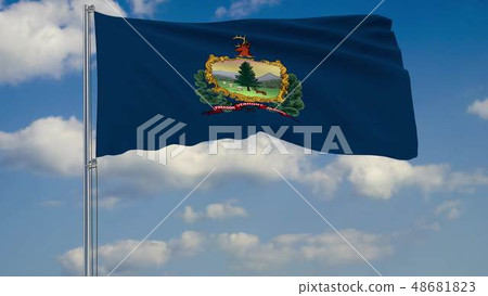 Vermont State flag in wind against cloudy sky 3d rendering 48681823