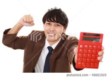 A smiling businessman with a computer 48681920