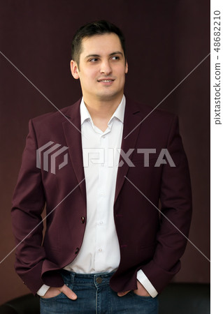 Young handsome guy with black hair. Young handsome guy with black hair. 48682210