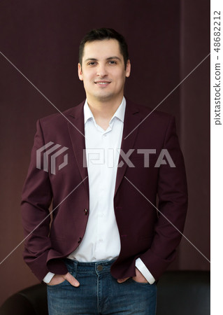 Young handsome guy with black hair. Young handsome guy with black hair. 48682212