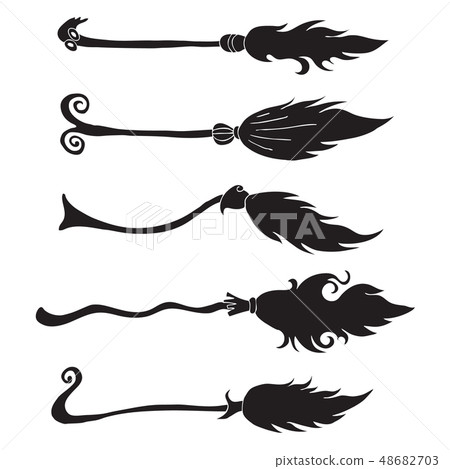 Halloween Day and Witch Broom Illustrations 48682703