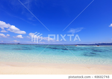Beautiful tropical beach and azure sky 48682748