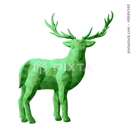 Beautiful green low poly illustration with deer Beautiful green low poly illustration with deer 48684348