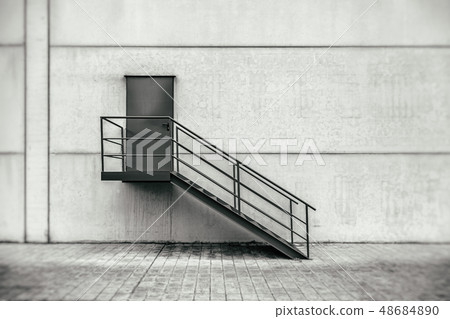 Red metal staircase on the outside Red metal staircase on the outside 48684890