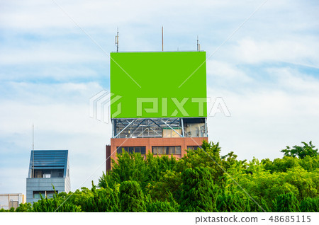 Large blank billboard on a street wall, banners Large blank billboard on a street wall, banners 48685115