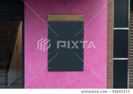 Large blank billboard on a street wall, banners 48685415