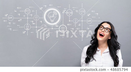 LiFi theme with young businesswoman 48685794