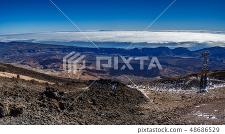 Huge panoramic view of Teide research center and cable car 48686529