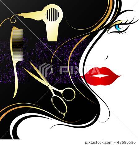 Face of a beautiful girl and tools for beauty 48686580