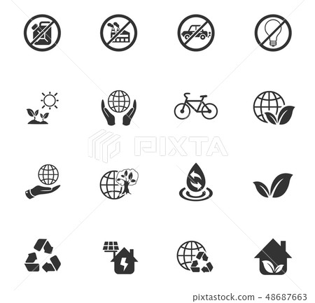 earth day icon set 48687663