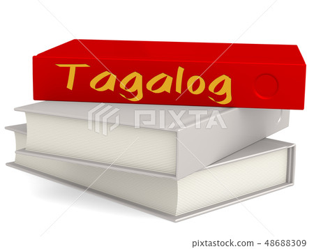 Hard cover red books with Tagalog word 48688309