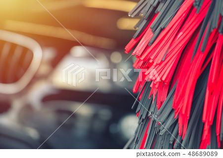 Automatic car wash in action. Car wash concept. Automatic car wash in action. Car wash concept. 48689089