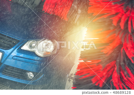 Automatic car wash in action. Car wash concept. 48689128