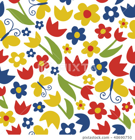 插圖素材：花，鬱金香圖案 48690750