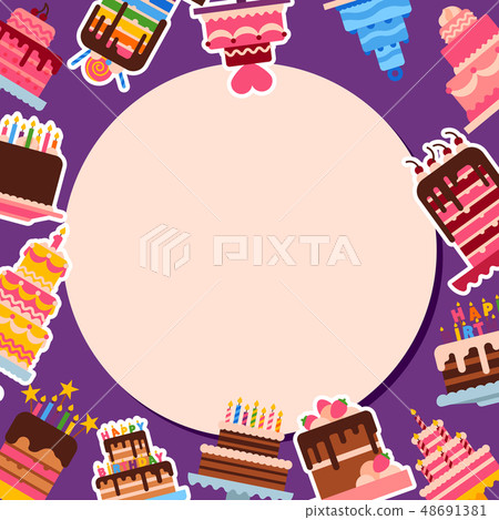 Cake shop round round pattern vector illustration. Chocolate and fruity desserts for sweet cake shop 48691381