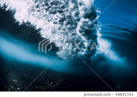 Wave underwater. Ocean in underwater 48691541