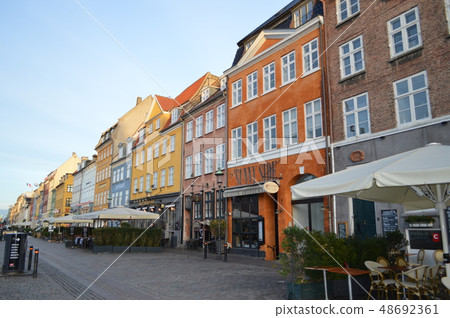 Restaurant city in Denmark, Copenhagen, Nyhavn Restaurant city in Denmark, Copenhagen, Nyhavn 48692361