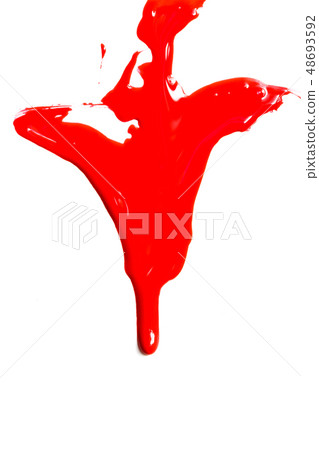 Close up of red paint leaking 48693592