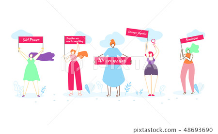 Diverse Interracial Group of Girls Stand in Row 48693690