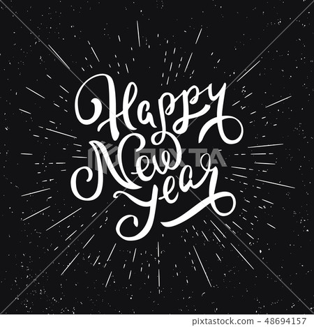 Happy New Year lettering. Greeting card design Happy New Year lettering. Greeting card design 48694157