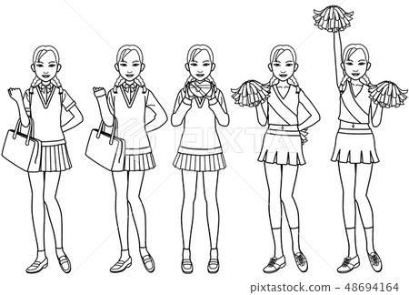 女子高中D站立/設置(畫線) 女子高中D站立/設置(畫線) 48694164