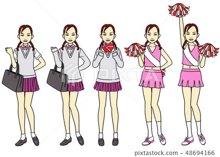 女子高中D站立/設置（顏色） 48694166