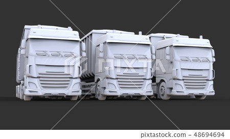 Large white trucks with separate trailers, for 48694694