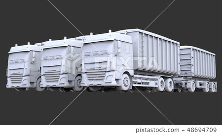 Large white trucks with separate trailers, for - Stock Illustration ...