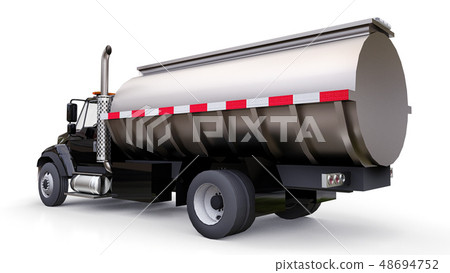 Large black truck tanker with a polished metal Large black truck tanker with a polished metal 48694752