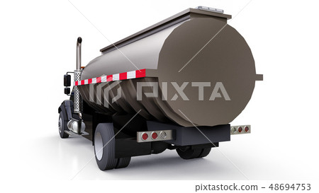Large black truck tanker with a polished metal Large black truck tanker with a polished metal 48694753